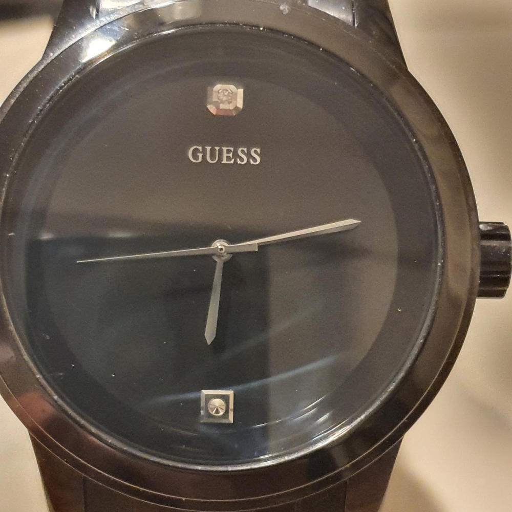 Guess Steel Black Diamond Stainless Steel Men's Watch